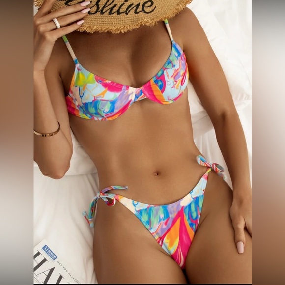 SHEIN multi color blend Bikini set sz S - Picture 1 of 13